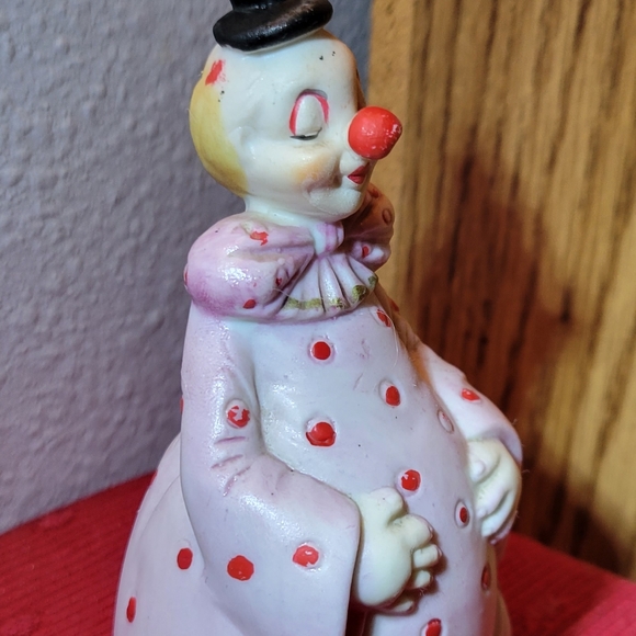 Vintage Fat Clown Top Hat Bell Porcelain Figurine Happy Smiling By DeVille - Picture 2 of 7